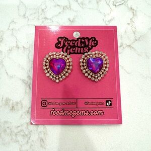 NWT Feed Me Gems Heart Stud Earrings